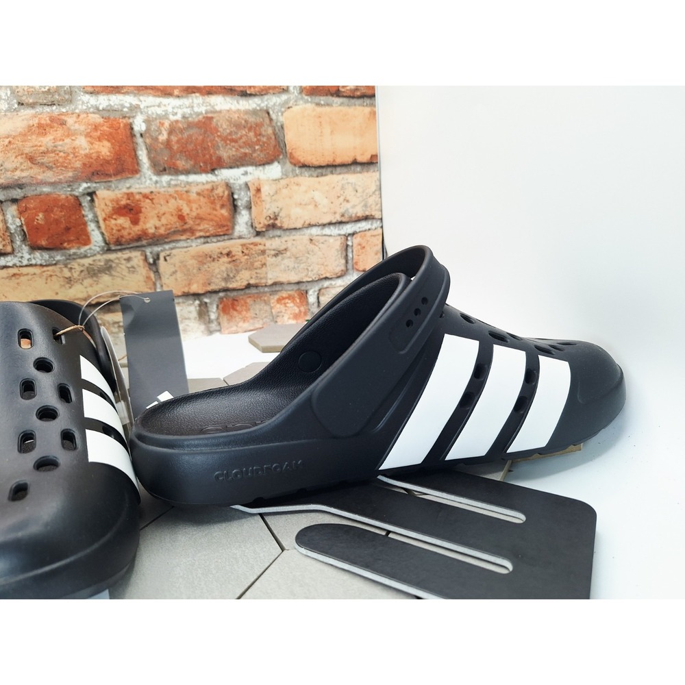 Adidas Adilette Clog 2.0 Black White Men Sz 11 / Womens 12 Cloudfoam Mule JQ8058 - Picture 10 of 13
